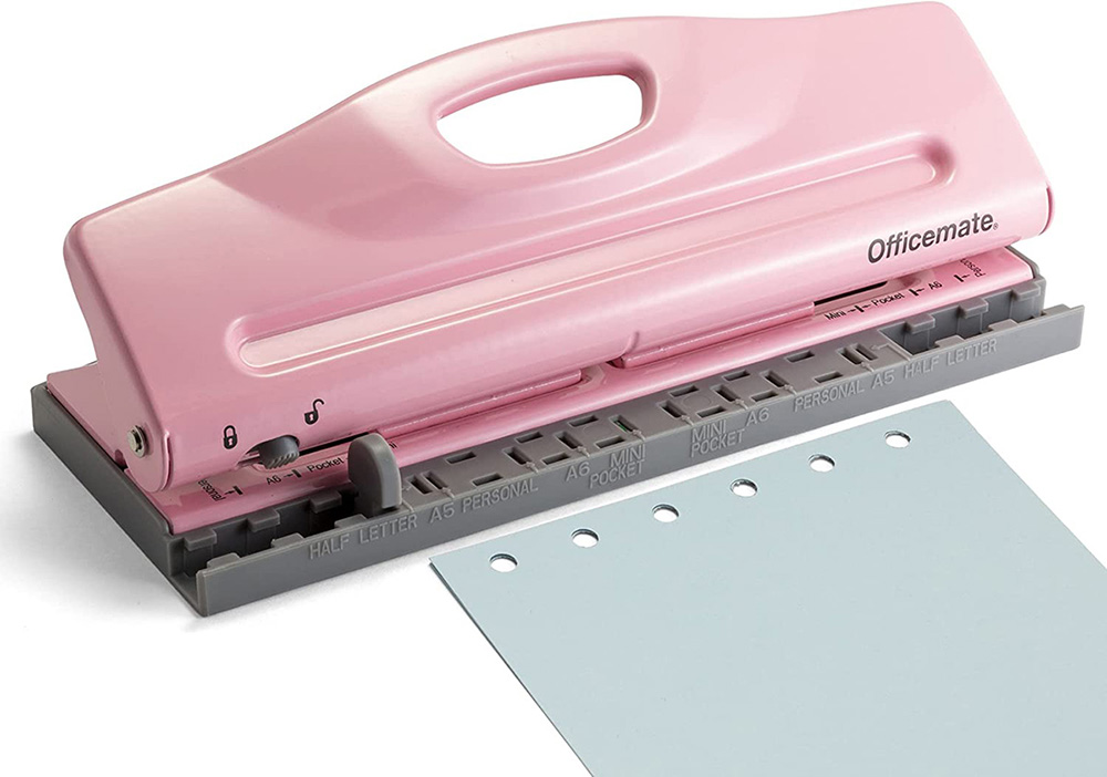 Chris.W A5 6-Hole Paper Punch, Adjustable Metal Hole Puncher for  A5/Personal/Pocket Size Six Ring Binder Planner Inserts and More - 6 Sheet  Capacity 